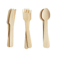 100% Natural Wooden Eco Friendly Cutlery 140mm Forks Knives Spoons