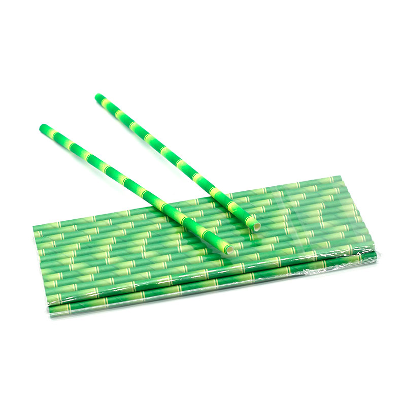 Eco Friendly Bamboo Design Paper Straws Green Decorative Paper Straws
